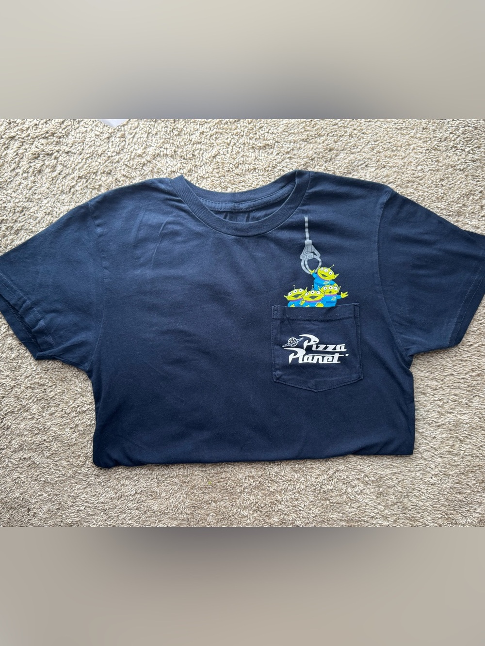Disney Pixar Toy Story Pizza Planet Alien Pocket Graphic Tee Shirt Small